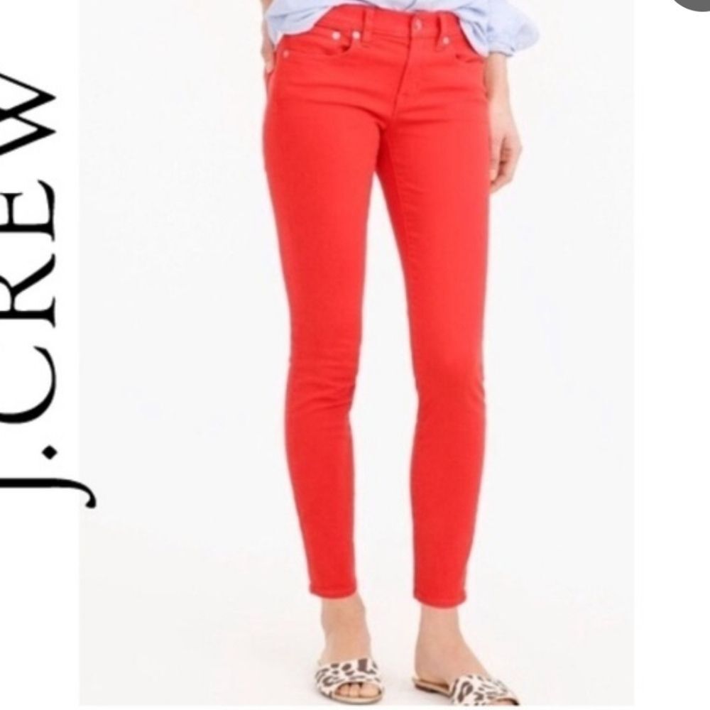 J Crew Toothpick Coral Skinny Jeans